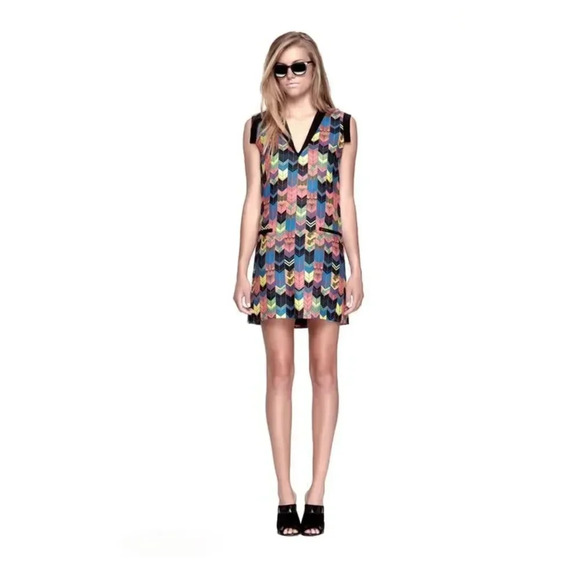 Jenni Kayne Resort Vibrant Multi Color Geometric Silk Mini Dress Small - Picture 2 of 16
